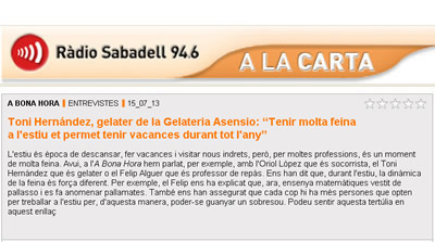 Interview pour Radio Sabadell 15.07.13